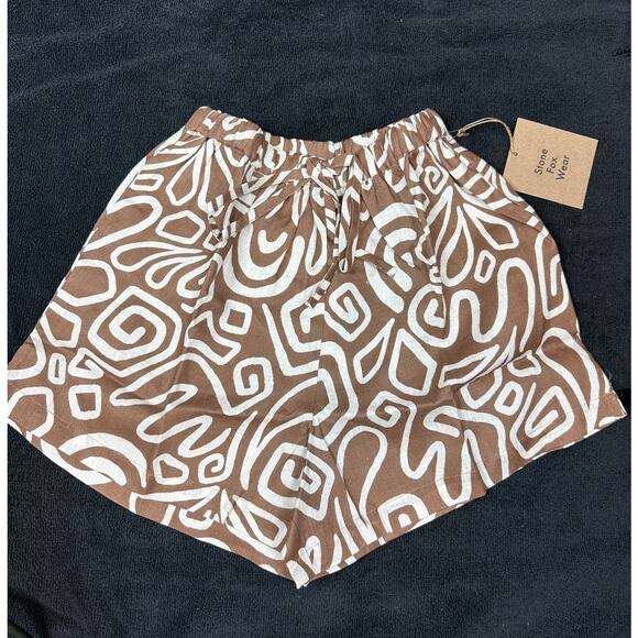 Stone Fox Swim Melba 100% Linen Shorts- Rawhide Swirl -XS / S - Picture 7 of 8